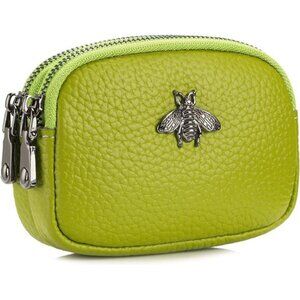 Women Leather Coin Purse A-Yellow Green